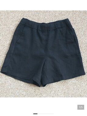 J. Crew Black High-Waist 100% Linen-Blend Shorts
